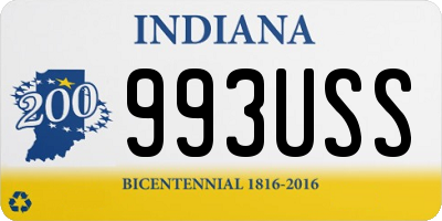 IN license plate 993USS