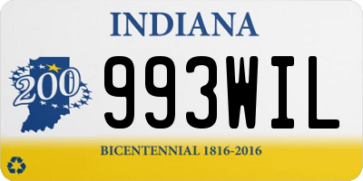 IN license plate 993WIL