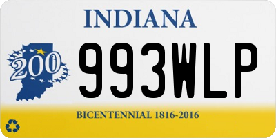 IN license plate 993WLP