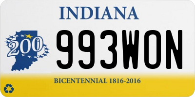 IN license plate 993WON