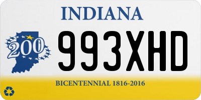 IN license plate 993XHD