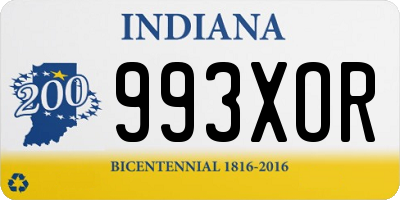 IN license plate 993XOR