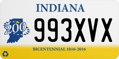 IN license plate 993XVX