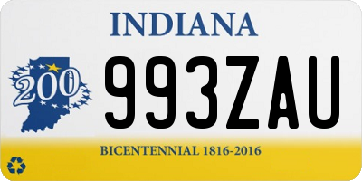 IN license plate 993ZAU