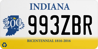 IN license plate 993ZBR