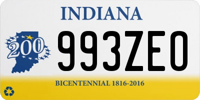 IN license plate 993ZEO