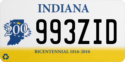 IN license plate 993ZID