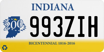 IN license plate 993ZIH