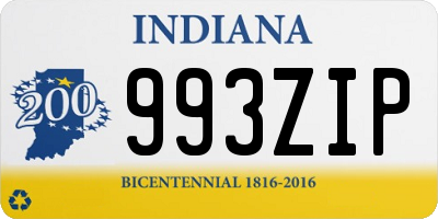 IN license plate 993ZIP