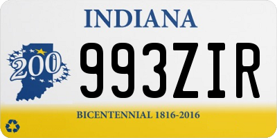 IN license plate 993ZIR