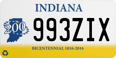 IN license plate 993ZIX