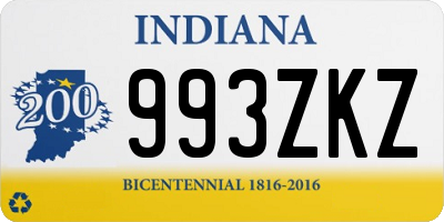 IN license plate 993ZKZ