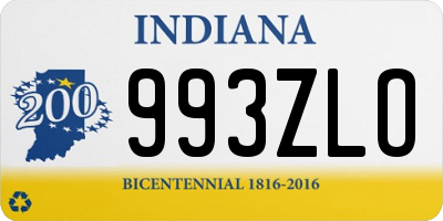 IN license plate 993ZLO