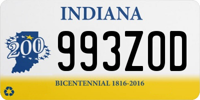 IN license plate 993ZOD