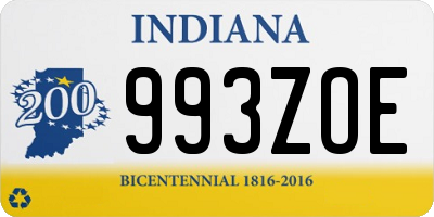 IN license plate 993ZOE