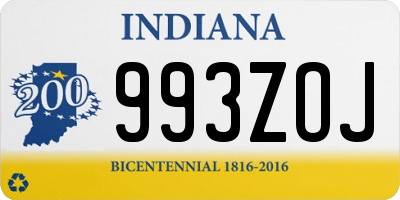 IN license plate 993ZOJ