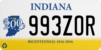 IN license plate 993ZOR