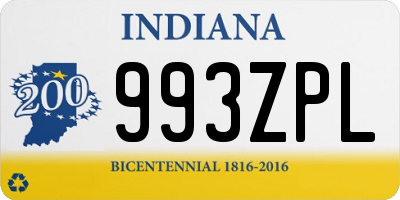 IN license plate 993ZPL