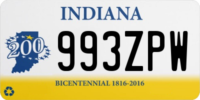 IN license plate 993ZPW