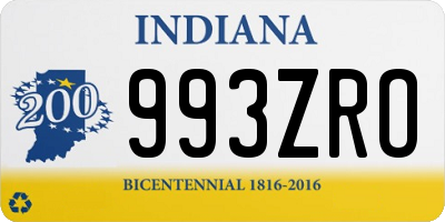 IN license plate 993ZRO