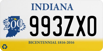 IN license plate 993ZXO