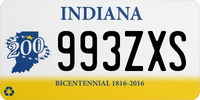 IN license plate 993ZXS