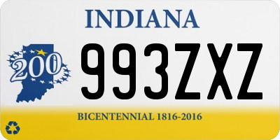 IN license plate 993ZXZ