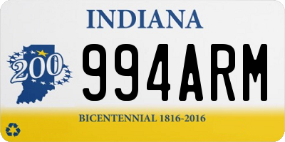 IN license plate 994ARM