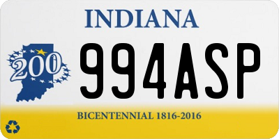 IN license plate 994ASP