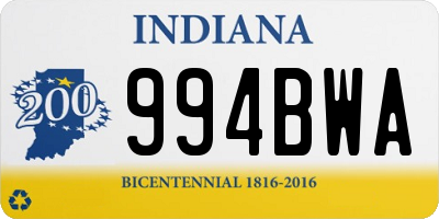 IN license plate 994BWA