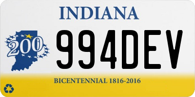 IN license plate 994DEV