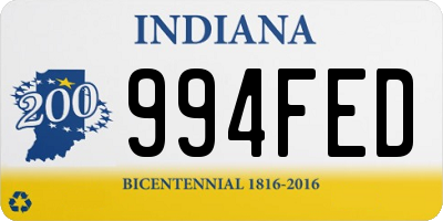 IN license plate 994FED