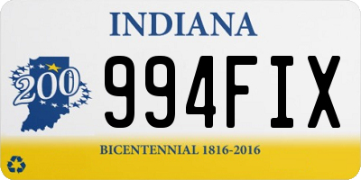 IN license plate 994FIX