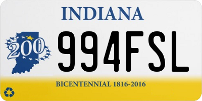 IN license plate 994FSL