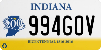 IN license plate 994GOV