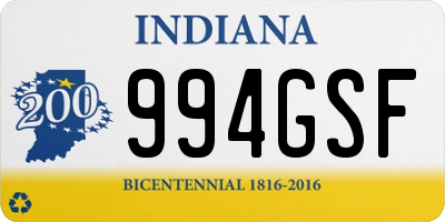 IN license plate 994GSF