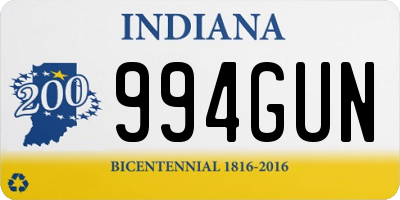 IN license plate 994GUN