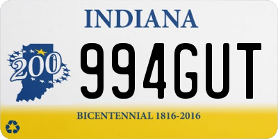 IN license plate 994GUT