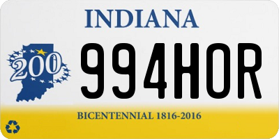 IN license plate 994HOR