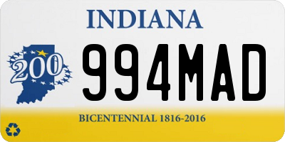 IN license plate 994MAD