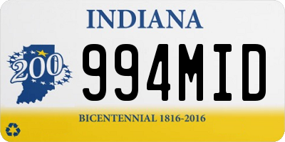 IN license plate 994MID