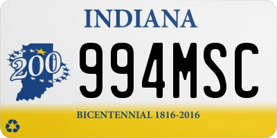 IN license plate 994MSC