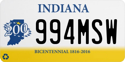 IN license plate 994MSW