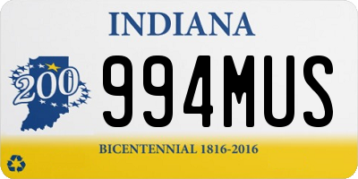 IN license plate 994MUS