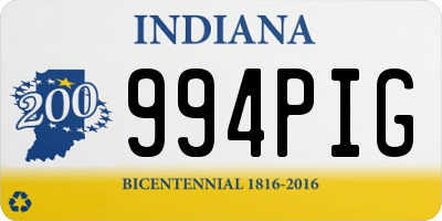 IN license plate 994PIG