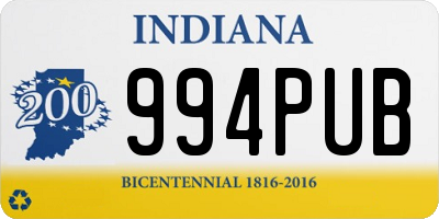 IN license plate 994PUB