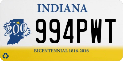 IN license plate 994PWT