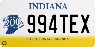 IN license plate 994TEX