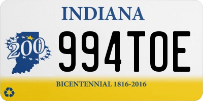 IN license plate 994TOE