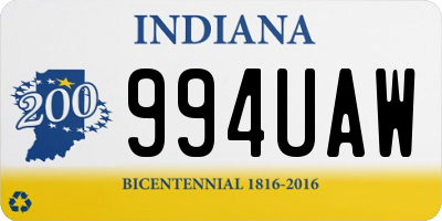 IN license plate 994UAW